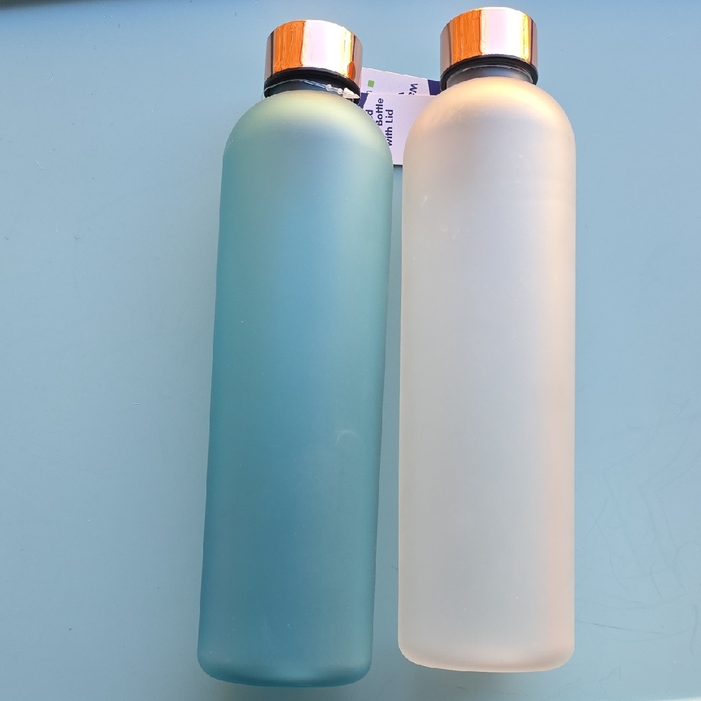 Elegant Frosted Water Bottles - Blue and White